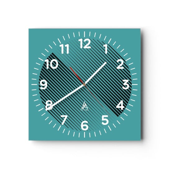 Zegar ścienny - Koło – geometryczna wariacja - 30x30cm - Minimalizm Koło Linie - Kwadratowy zegar ścienny - Nowoczeny Stylowy Zegar do salonu do kuchni - Cichy i Modny zegar ARTTOR