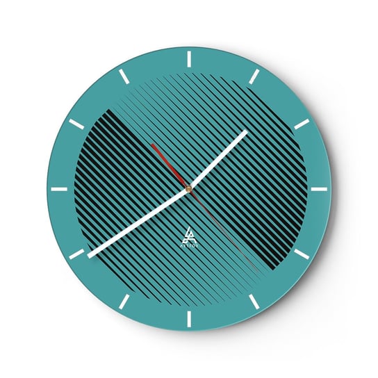 Zegar ścienny - Koło – geometryczna wariacja - 30x30cm - Minimalizm Koło Linie - Okrągły zegar na szkle - Nowoczeny Stylowy Zegar do salonu do kuchni - Cichy i Modny zegar ARTTOR