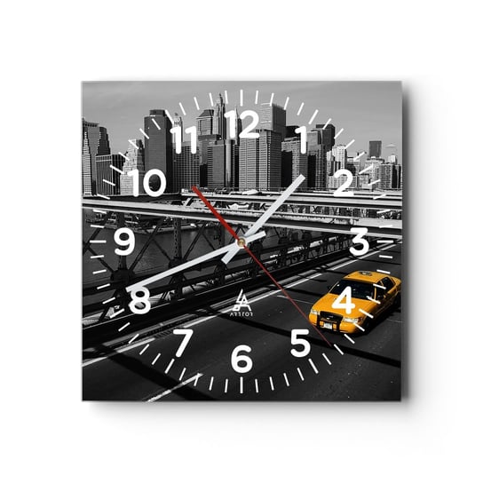 Zegar ścienny - Kolor wielkiego miasta - 30x30cm - Miasto Nowy Jork Architektura - Kwadratowy zegar ścienny - Nowoczeny Stylowy Zegar do salonu do kuchni - Cichy i Modny zegar ARTTOR