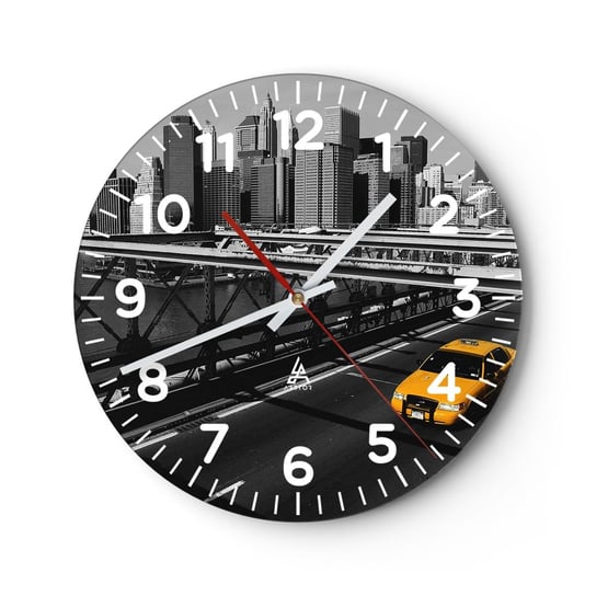 Zegar ścienny - Kolor wielkiego miasta - 40x40cm - Miasto Nowy Jork Architektura - Okrągły zegar szklany - Nowoczeny Stylowy Zegar do salonu do kuchni - Cichy i Modny zegar ARTTOR
