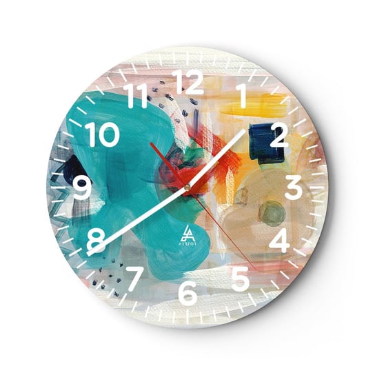 Zegar ścienny - Kolorowa gra - 30x30cm - Abstrakcja Farby Sztuka - Okrągły zegar ścienny - Nowoczeny Stylowy Zegar do salonu do kuchni - Cichy i Modny zegar ARTTOR