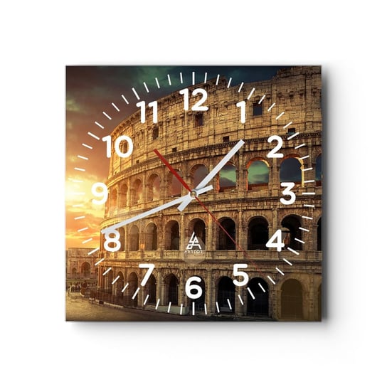 Zegar ścienny - Kolosalne wrażenie - 30x30cm - Koloseum Rzym Architektura - Kwadratowy zegar ścienny - Nowoczeny Stylowy Zegar do salonu do kuchni - Cichy i Modny zegar ARTTOR