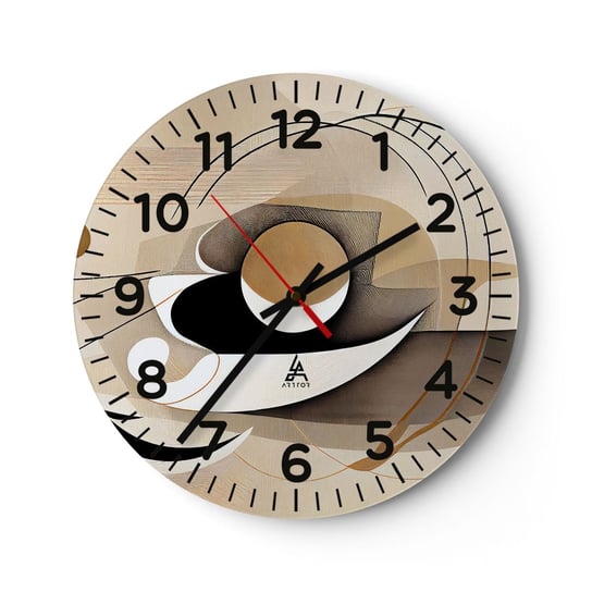 Zegar ścienny - Kompozycja: istota rzeczy - 30x30cm - Abstrakcja Nowoczesny Sztuka - Okrągły zegar ścienny - Nowoczeny Stylowy Zegar do salonu do kuchni - Cichy i Modny zegar ARTTOR