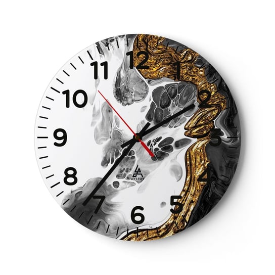 Zegar ścienny - Kompozycja organiczna - 40x40cm - Abstrakcja Sztuka Tekstura - Okrągły zegar szklany - Nowoczeny Stylowy Zegar do salonu do kuchni - Cichy i Modny zegar ARTTOR