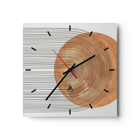 Zegar ścienny - Kompozycja słoneczna - 30x30cm - Boho Słońce Minimalizm - Kwadratowy zegar na szkle - Nowoczeny Stylowy Zegar do salonu do kuchni - Cichy i Modny zegar ARTTOR