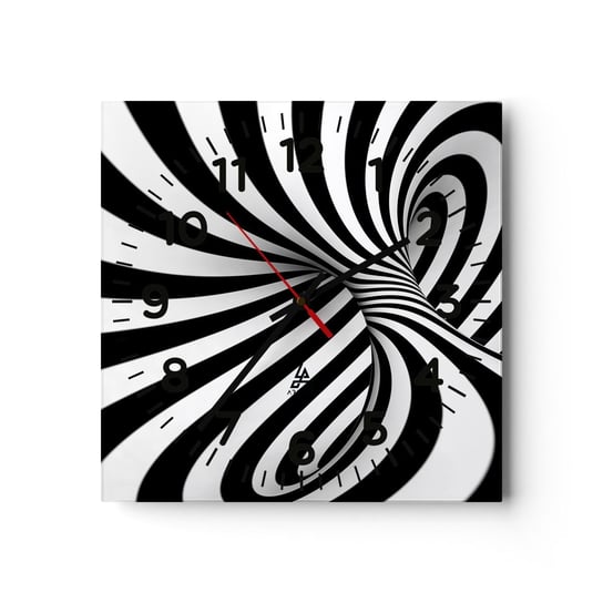 Zegar ścienny - Kompozycja: tańcząca przestrzeń - 30x30cm - Abstrakcja 3D Czarno-Białe - Kwadratowy zegar ścienny - Nowoczeny Stylowy Zegar do salonu do kuchni - Cichy i Modny zegar ARTTOR