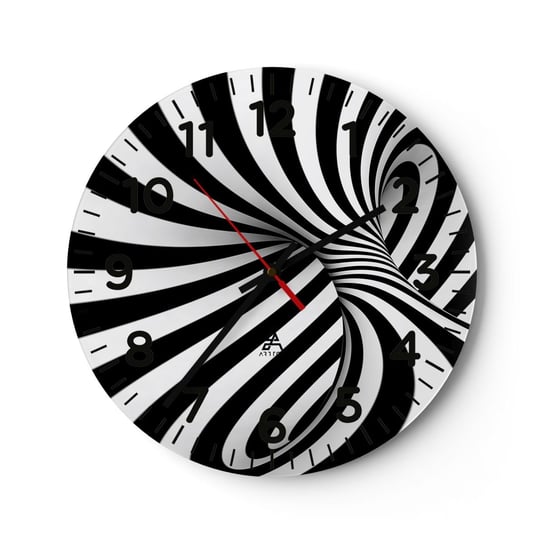 Zegar ścienny - Kompozycja: tańcząca przestrzeń - 30x30cm - Abstrakcja 3D Czarno-Białe - Okrągły zegar ścienny - Nowoczeny Stylowy Zegar do salonu do kuchni - Cichy i Modny zegar ARTTOR