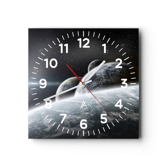 Zegar ścienny - Kosmiczna muzyka sfer - 40x40cm - Astronomia Kosmos Galaktyka - Kwadratowy zegar szklany - Nowoczeny Stylowy Zegar do salonu do kuchni - Cichy i Modny zegar ARTTOR