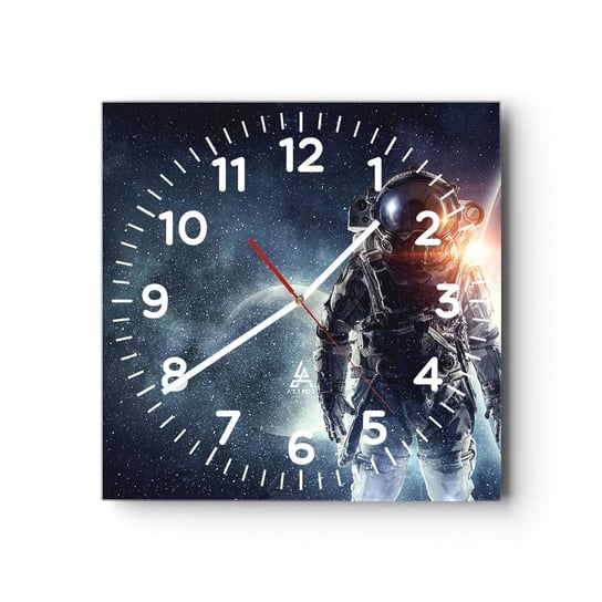 Zegar ścienny - Kosmiczna przygoda - 30x30cm - Kosmos Astronauta Gwiazdy - Kwadratowy zegar ścienny - Nowoczeny Stylowy Zegar do salonu do kuchni - Cichy i Modny zegar ARTTOR
