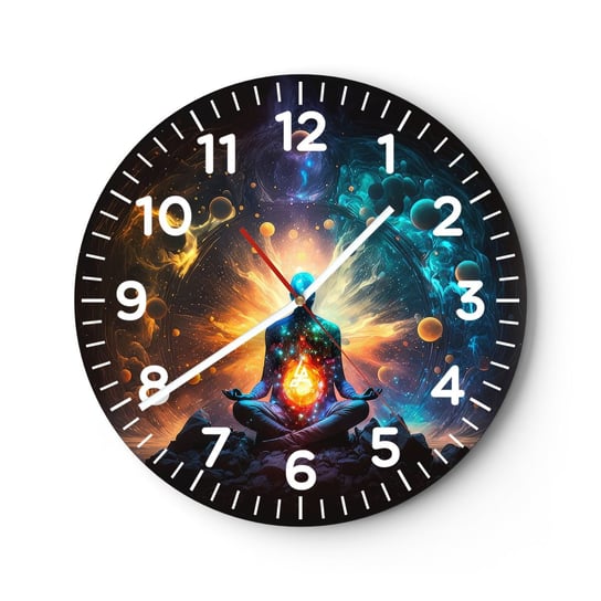 Zegar ścienny - Kosmiczny spokój - 30x30cm - Fantasy Wszechświat Energia - Okrągły zegar ścienny - Nowoczeny Stylowy Zegar do salonu do kuchni - Cichy i Modny zegar ARTTOR