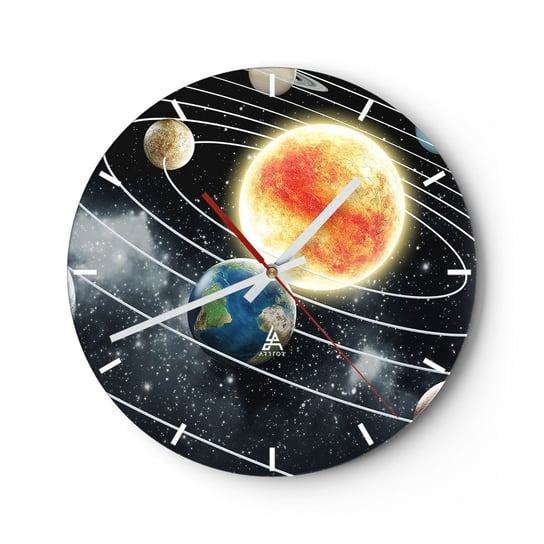 Zegar ścienny - Kosmiczny taniec - 40x40cm - Kosmos Galaktyka Układ Słoneczny - Okrągły zegar ścienny - Nowoczeny Stylowy Zegar do salonu do kuchni - Cichy i Modny zegar ARTTOR