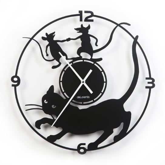 Zegar ścienny Koty Mistigri, czarny, 40 cm deLorentis