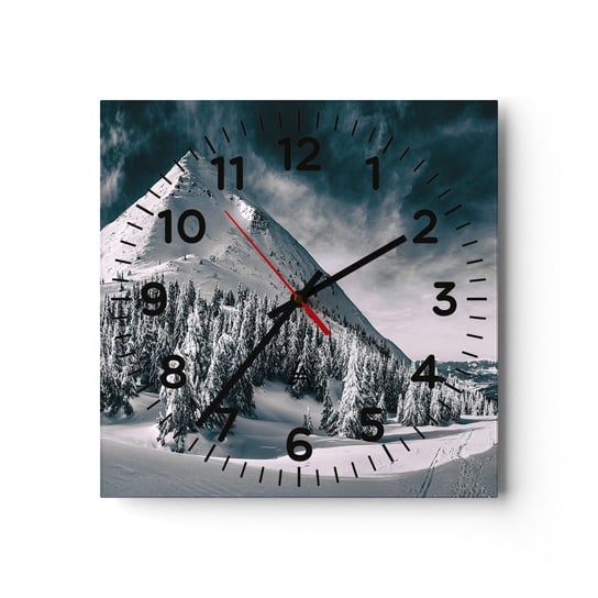 Zegar ścienny - Kraina śniegu i lodu - 30x30cm - Krajobraz Góry Las - Kwadratowy zegar ścienny - Nowoczeny Stylowy Zegar do salonu do kuchni - Cichy i Modny zegar ARTTOR