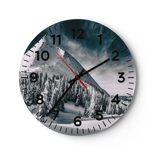 Zegar ścienny - Kraina śniegu i lodu - 30x30cm - Krajobraz Góry Las - Okrągły zegar ścienny - Nowoczeny Stylowy Zegar do salonu do kuchni - Cichy i Modny zegar ARTTOR