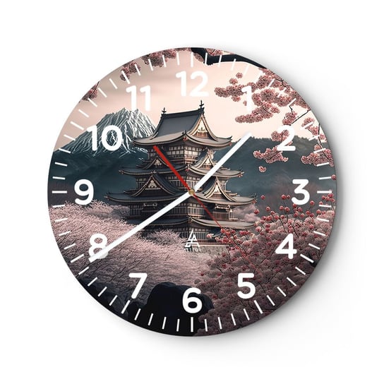 Zegar ścienny - Kraj kwitnącej wiśni - 30x30cm - Azja Japonia Wiśnia Japońska - Okrągły zegar ścienny - Nowoczeny Stylowy Zegar do salonu do kuchni - Cichy i Modny zegar ARTTOR