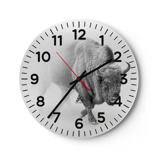 Zegar ścienny - Król prerii - 30x30cm - Żubr Zwierzęta Bizon - Okrągły zegar ścienny - Nowoczeny Stylowy Zegar do salonu do kuchni - Cichy i Modny zegar ARTTOR
