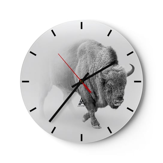 Zegar ścienny - Król prerii - 40x40cm - Żubr Zwierzęta Bizon - Okrągły zegar ścienny - Nowoczeny Stylowy Zegar do salonu do kuchni - Cichy i Modny zegar ARTTOR