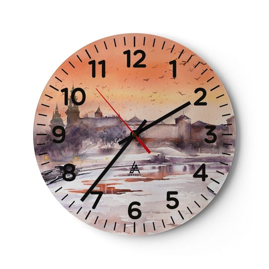 Zegar ścienny - Królewski zachód słońca - 30x30cm - Pejzaż Krajobraz Klasyczny - Okrągły zegar ścienny - Nowoczeny Stylowy Zegar do salonu do kuchni - Cichy i Modny zegar ARTTOR