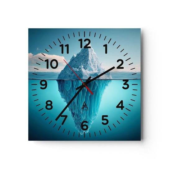 Zegar ścienny - Królowa lodu - 30x30cm - Góra Lodowa Woda Lodowiec - Kwadratowy zegar ścienny - Nowoczeny Stylowy Zegar do salonu do kuchni - Cichy i Modny zegar ARTTOR
