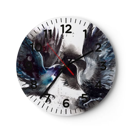 Zegar ścienny - Kruk krukowi… - 30x30cm - Abstrakcja Ptak Zwierzęta - Okrągły zegar ścienny - Nowoczeny Stylowy Zegar do salonu do kuchni - Cichy i Modny zegar ARTTOR