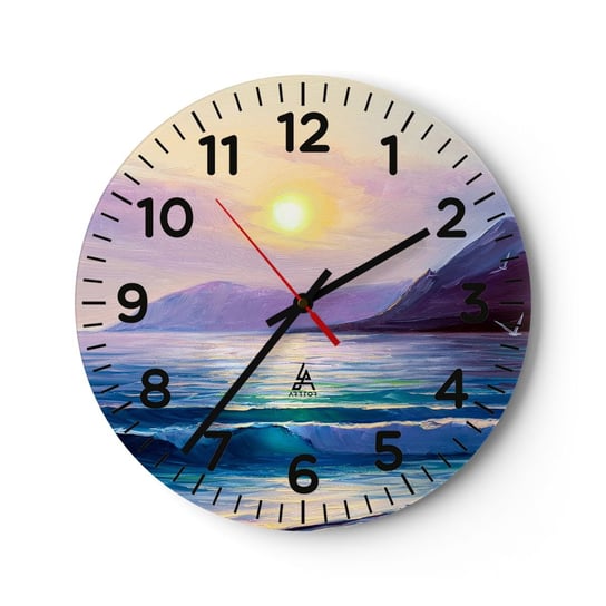 Zegar ścienny - Kryształ wody i powietrza - 30x30cm - Krajobraz Morze Góry - Okrągły zegar ścienny - Nowoczeny Stylowy Zegar do salonu do kuchni - Cichy i Modny zegar ARTTOR
