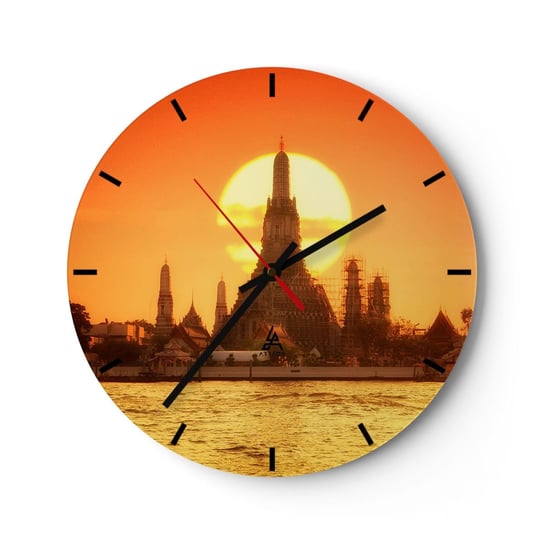 Zegar ścienny - Ku słońcu, zawsze ku słońcu - 40x40cm - Bangkok Świątynia Świtu Tajlandia - Okrągły zegar ścienny - Nowoczeny Stylowy Zegar do salonu do kuchni - Cichy i Modny zegar ARTTOR