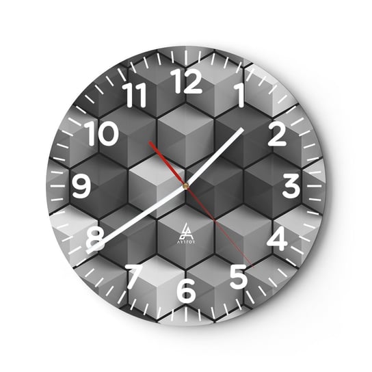 Zegar ścienny - Kubistyczna układanka - 30x30cm - 3D Sześcian Nowoczesny - Okrągły zegar ścienny - Nowoczeny Stylowy Zegar do salonu do kuchni - Cichy i Modny zegar ARTTOR