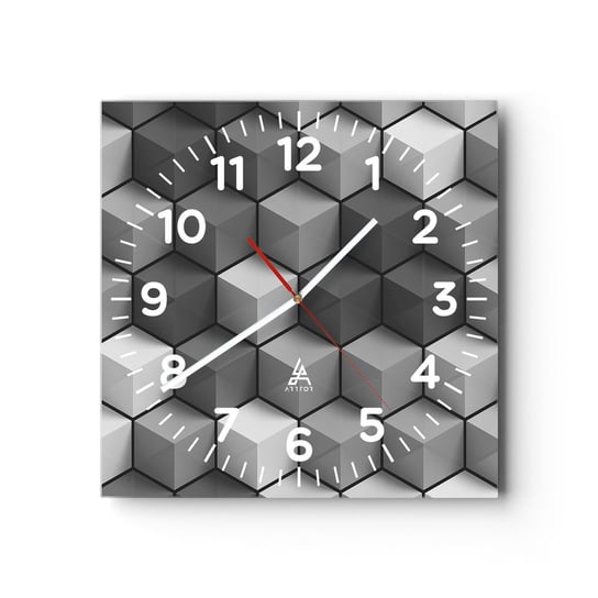 Zegar ścienny - Kubistyczna układanka - 40x40cm - 3D Sześcian Nowoczesny - Kwadratowy zegar szklany - Nowoczeny Stylowy Zegar do salonu do kuchni - Cichy i Modny zegar ARTTOR