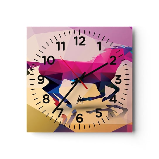 Zegar ścienny - Kubizm wciąż żywy - 30x30cm - Zwierzęta Koń Figura Geometryczna - Kwadratowy zegar ścienny - Nowoczeny Stylowy Zegar do salonu do kuchni - Cichy i Modny zegar ARTTOR