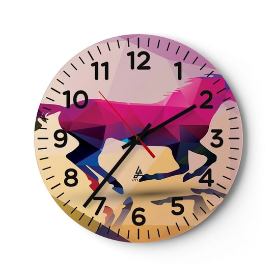 Zegar ścienny - Kubizm wciąż żywy - 30x30cm - Zwierzęta Koń Figura Geometryczna - Okrągły zegar ścienny - Nowoczeny Stylowy Zegar do salonu do kuchni - Cichy i Modny zegar ARTTOR