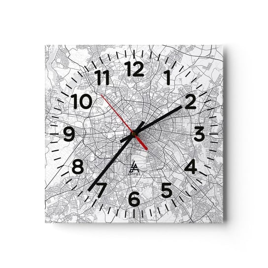 Zegar ścienny - Kwiat Berlina - 30x30cm - Miasto Mapa Miasta Berlin - Kwadratowy zegar ścienny - Nowoczeny Stylowy Zegar do salonu do kuchni - Cichy i Modny zegar ARTTOR
