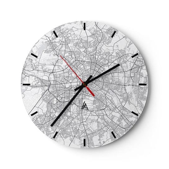Zegar ścienny - Kwiat Berlina - 40x40cm - Miasto Mapa Miasta Berlin - Okrągły zegar ścienny - Nowoczeny Stylowy Zegar do salonu do kuchni - Cichy i Modny zegar ARTTOR