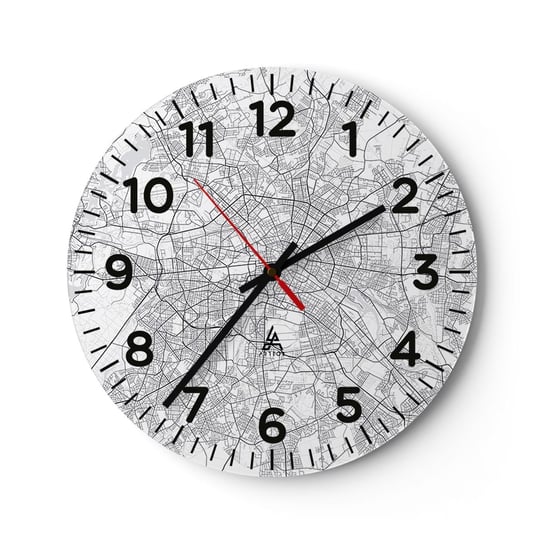 Zegar ścienny - Kwiat Berlina - 40x40cm - Miasto Mapa Miasta Berlin - Okrągły zegar szklany - Nowoczeny Stylowy Zegar do salonu do kuchni - Cichy i Modny zegar ARTTOR