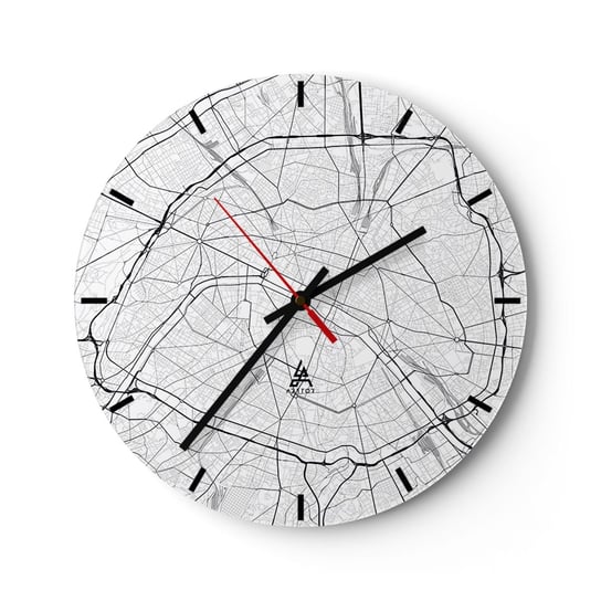 Zegar ścienny - Kwiat Paryża - 40x40cm - Miasto Mapa Miasta Paryż - Okrągły zegar ścienny - Nowoczeny Stylowy Zegar do salonu do kuchni - Cichy i Modny zegar ARTTOR