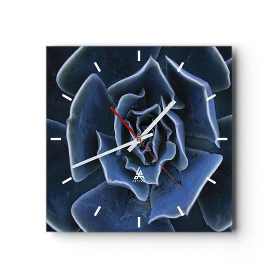 Zegar ścienny - Kwiat pustyni - 30x30cm - Kwiat Agawy Kwiat Natura - Kwadratowy zegar na szkle - Nowoczeny Stylowy Zegar do salonu do kuchni - Cichy i Modny zegar ARTTOR