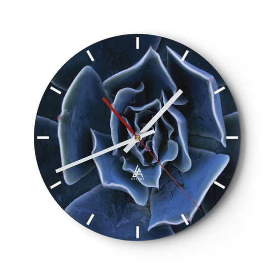 Zegar ścienny - Kwiat pustyni - 30x30cm - Kwiat Agawy Kwiat Natura - Okrągły zegar na szkle - Nowoczeny Stylowy Zegar do salonu do kuchni - Cichy i Modny zegar ARTTOR