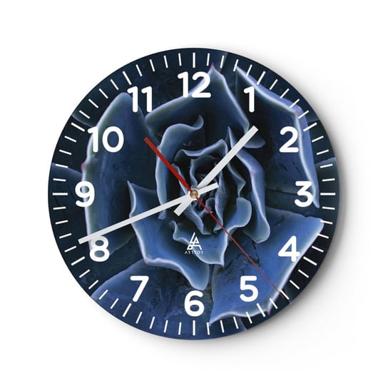 Zegar ścienny - Kwiat pustyni - 40x40cm - Kwiat Agawy Kwiat Natura - Okrągły zegar szklany - Nowoczeny Stylowy Zegar do salonu do kuchni - Cichy i Modny zegar ARTTOR