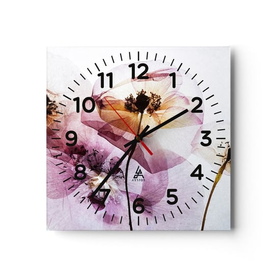 Zegar ścienny - Kwiatów ciała przezrocze - 40x40cm - Kwiaty Ogród Sztuka - Kwadratowy zegar szklany - Nowoczeny Stylowy Zegar do salonu do kuchni - Cichy i Modny zegar ARTTOR
