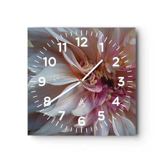 Zegar ścienny - Kwitnąca świeżość - 30x30cm - Kwiat Dalia Roślina - Kwadratowy zegar ścienny - Nowoczeny Stylowy Zegar do salonu do kuchni - Cichy i Modny zegar ARTTOR