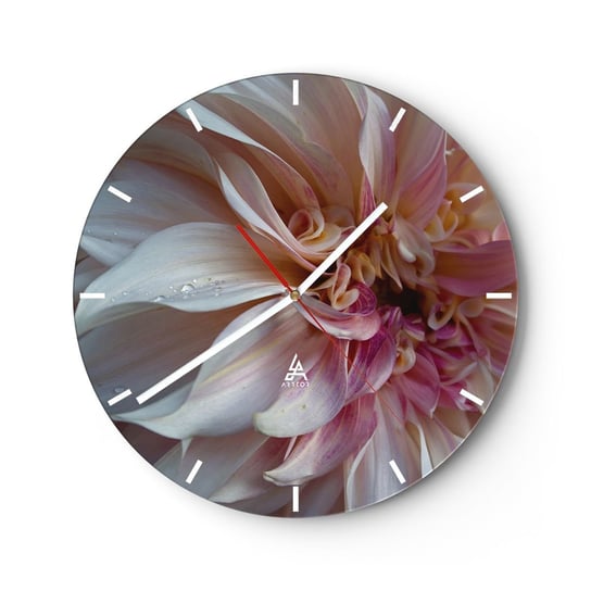 Zegar ścienny - Kwitnąca świeżość - 30x30cm - Kwiat Dalia Roślina - Okrągły zegar na szkle - Nowoczeny Stylowy Zegar do salonu do kuchni - Cichy i Modny zegar ARTTOR