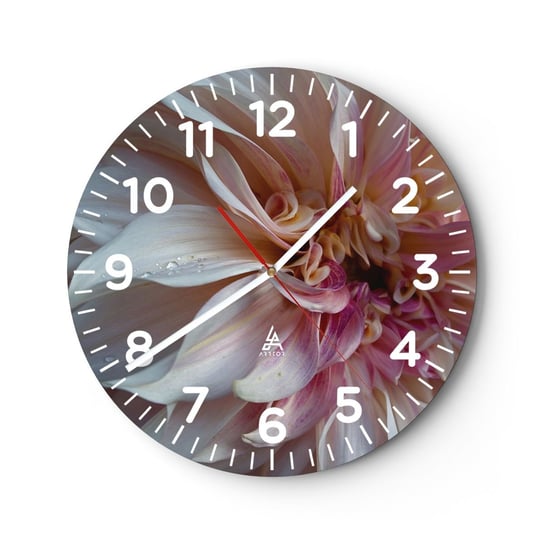 Zegar ścienny - Kwitnąca świeżość - 40x40cm - Kwiat Dalia Roślina - Okrągły zegar szklany - Nowoczeny Stylowy Zegar do salonu do kuchni - Cichy i Modny zegar ARTTOR