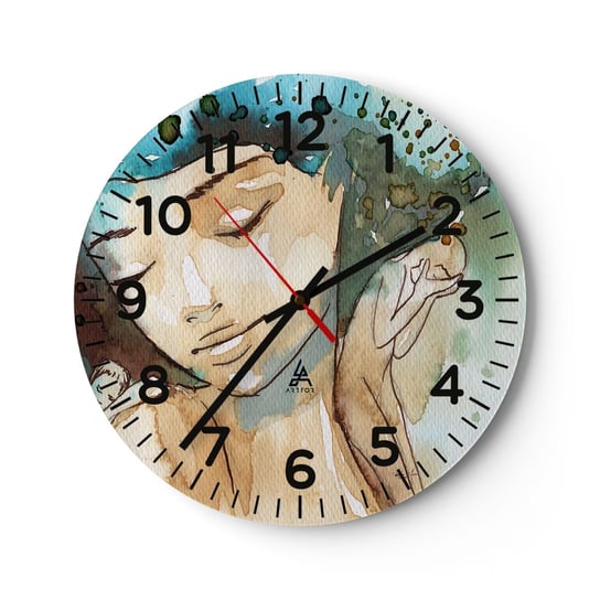 Zegar ścienny - Lady in blue - 30x30cm - Abstrakcja Kobieta Twarz Kobiety - Okrągły zegar ścienny - Nowoczeny Stylowy Zegar do salonu do kuchni - Cichy i Modny zegar ARTTOR