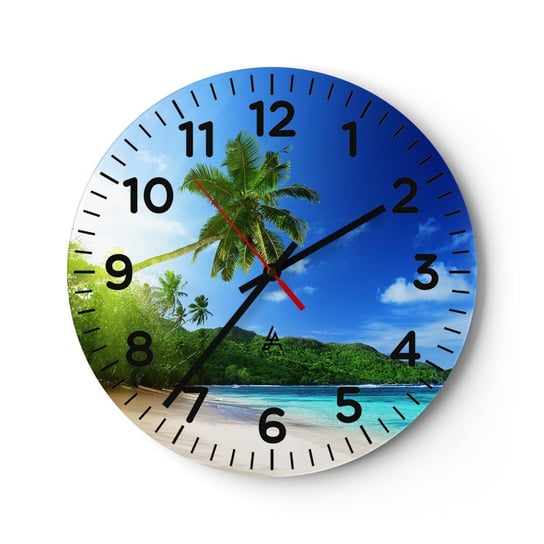 Zegar ścienny - Łagodny dotyk tropików - 30x30cm - Krajobraz Ocean Plaża - Okrągły zegar ścienny - Nowoczeny Stylowy Zegar do salonu do kuchni - Cichy i Modny zegar ARTTOR