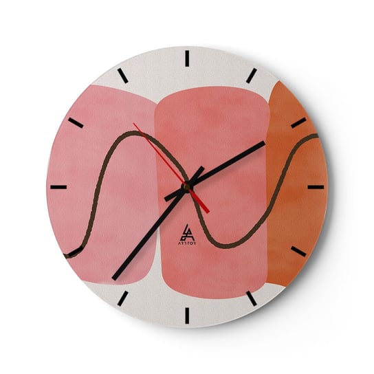 Zegar ścienny - łagodny ruch form - 30x30cm - Abstrakcja Minimalizm Pastelowy - Okrągły zegar na szkle - Nowoczeny Stylowy Zegar do salonu do kuchni - Cichy i Modny zegar ARTTOR