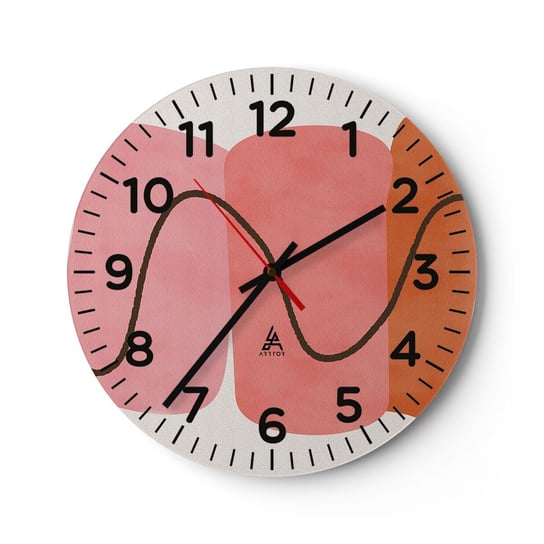 Zegar ścienny - łagodny ruch form - 30x30cm - Abstrakcja Minimalizm Pastelowy - Okrągły zegar ścienny - Nowoczeny Stylowy Zegar do salonu do kuchni - Cichy i Modny zegar ARTTOR