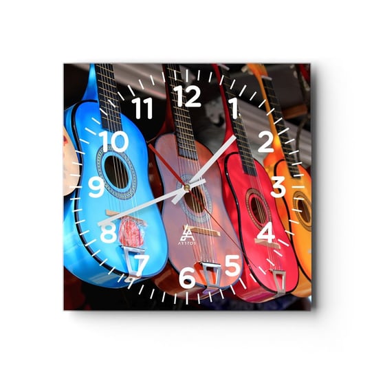 Zegar ścienny - Latynoskie klimaty - 30x30cm - Muzyka Gitara Instrument Muzyczny - Kwadratowy zegar ścienny - Nowoczeny Stylowy Zegar do salonu do kuchni - Cichy i Modny zegar ARTTOR