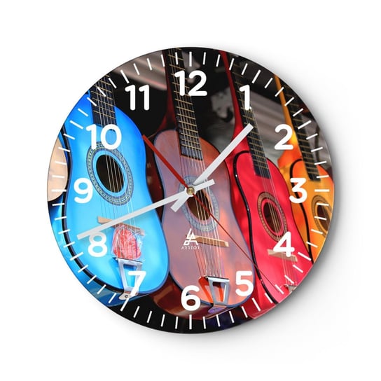 Zegar ścienny - Latynoskie klimaty - 30x30cm - Muzyka Gitara Instrument Muzyczny - Okrągły zegar ścienny - Nowoczeny Stylowy Zegar do salonu do kuchni - Cichy i Modny zegar ARTTOR