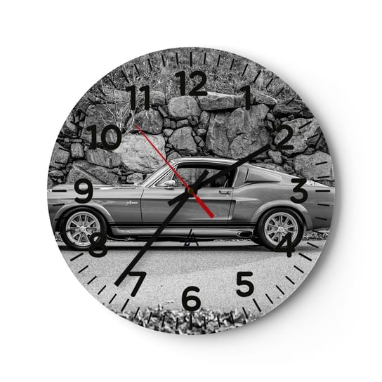 Zegar ścienny - Legenda lat 60. - 30x30cm - Samochód Vintage Motoryzacja Samochód Sportowy - Okrągły zegar ścienny - Nowoczeny Stylowy Zegar do salonu do kuchni - Cichy i Modny zegar ARTTOR
