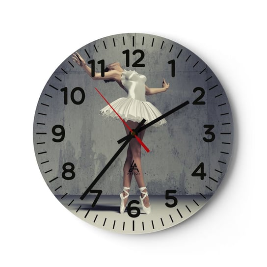 Zegar ścienny - Lekko jak ptak - 30x30cm - Baletnica Balet Taniec - Okrągły zegar ścienny - Nowoczeny Stylowy Zegar do salonu do kuchni - Cichy i Modny zegar ARTTOR
