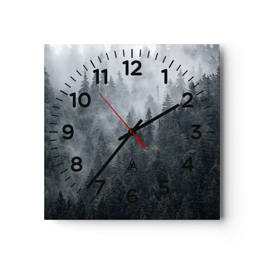 Zegar ścienny - Leśny świt - 30x30cm - Krajobraz Las Natura - Kwadratowy zegar ścienny - Nowoczeny Stylowy Zegar do salonu do kuchni - Cichy i Modny zegar ARTTOR